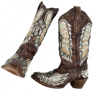 Corral Gnarly Fish Wing & Cross Chocolate Leather Angel Christian Cowgirl Boots